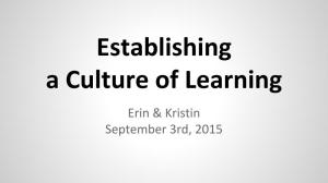 Establishing a Culture of Learning